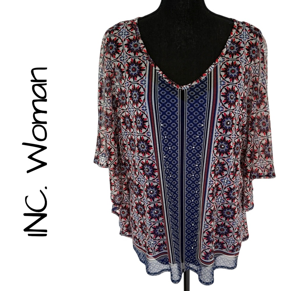 INC INTERNATIONAL CONCEPTS WOMAN Boho Blouse, Size 1x